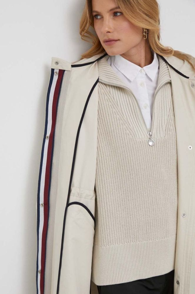 Бавовняна куртка Tommy Hilfiger колір бежевий перехідна фото 6