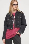 Джинсова куртка Tommy Jeans жіноча колір чорний перехідна oversize (3602059)