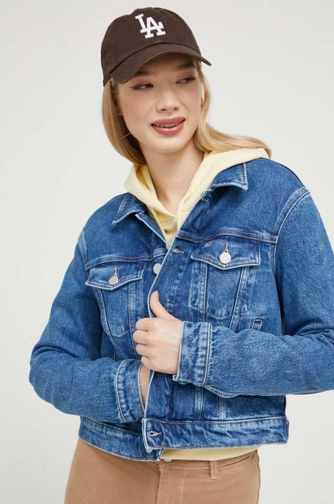 Джинсова куртка Tommy Jeans жіноча колір синій перехідна (3329978)