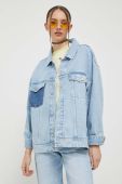 Джинсова куртка Tommy Jeans жіноча перехідна oversize колір блакитний (3369593)