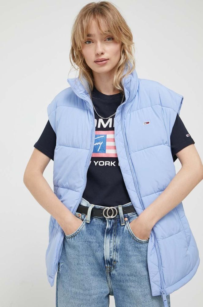 Безрукавка Tommy Jeans жіночий перехідний колір блакитний