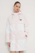 Куртка Tommy Jeans жіноча колір рожевий перехідна oversize