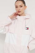 Куртка Tommy Jeans жіноча колір рожевий перехідна oversize