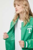 Куртка-бомбер з домішкою вовни Tommy Jeans колір зелений перехідна
