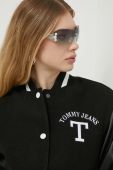 Куртка-бомбер з домішкою вовни Tommy Jeans колір чорний перехідна (3302808)
