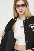 Куртка-бомбер з домішкою вовни Tommy Jeans колір чорний перехідна (3302808)