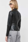 Шкіряна куртка Boss жіноча колір чорний перехідна