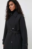 Пальто BOSS жіночий колір чорний перехідний двобортний