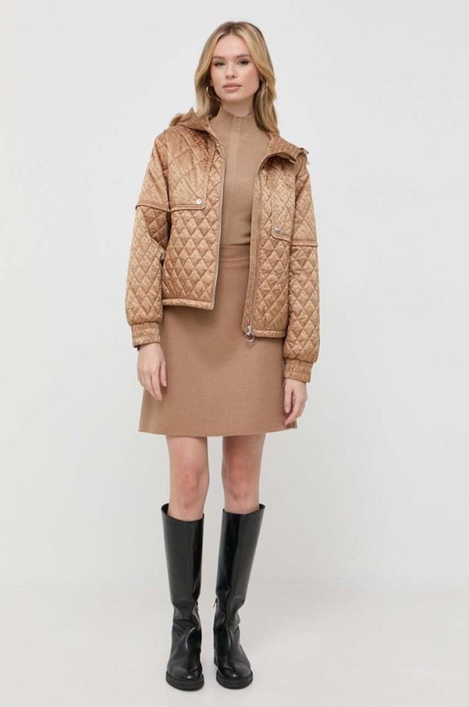 Куртка BOSS жіноча колір бежевий перехідна oversize фото 2
