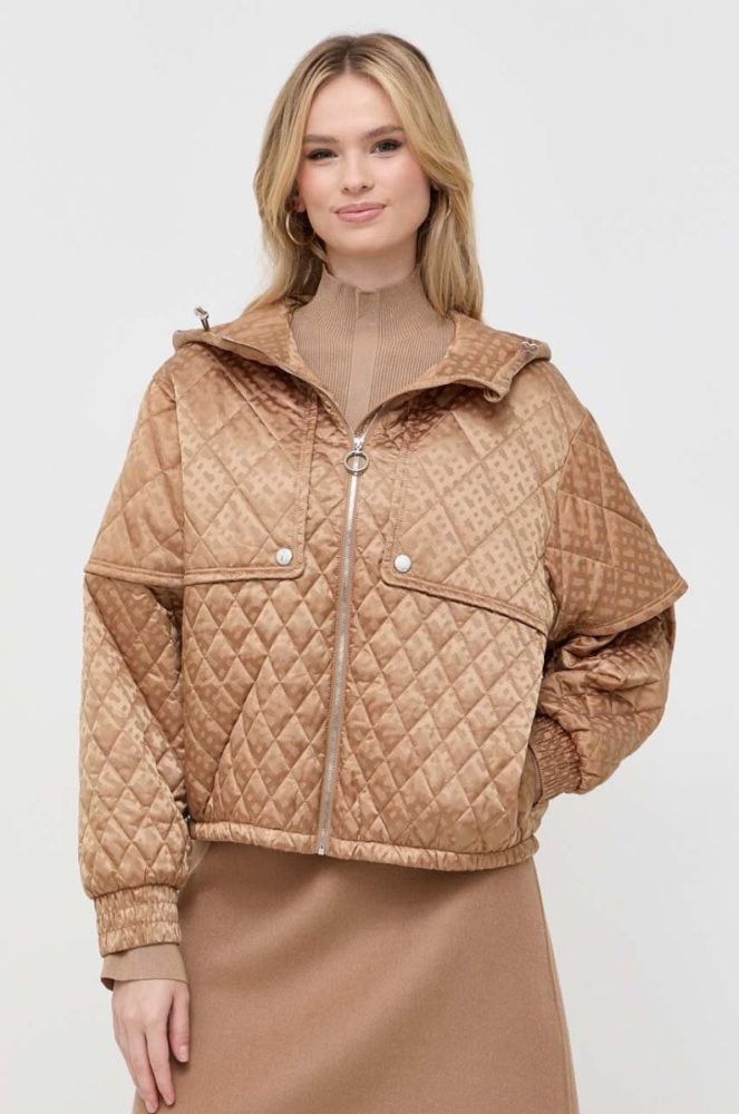 Куртка BOSS жіноча колір бежевий перехідна oversize фото 4