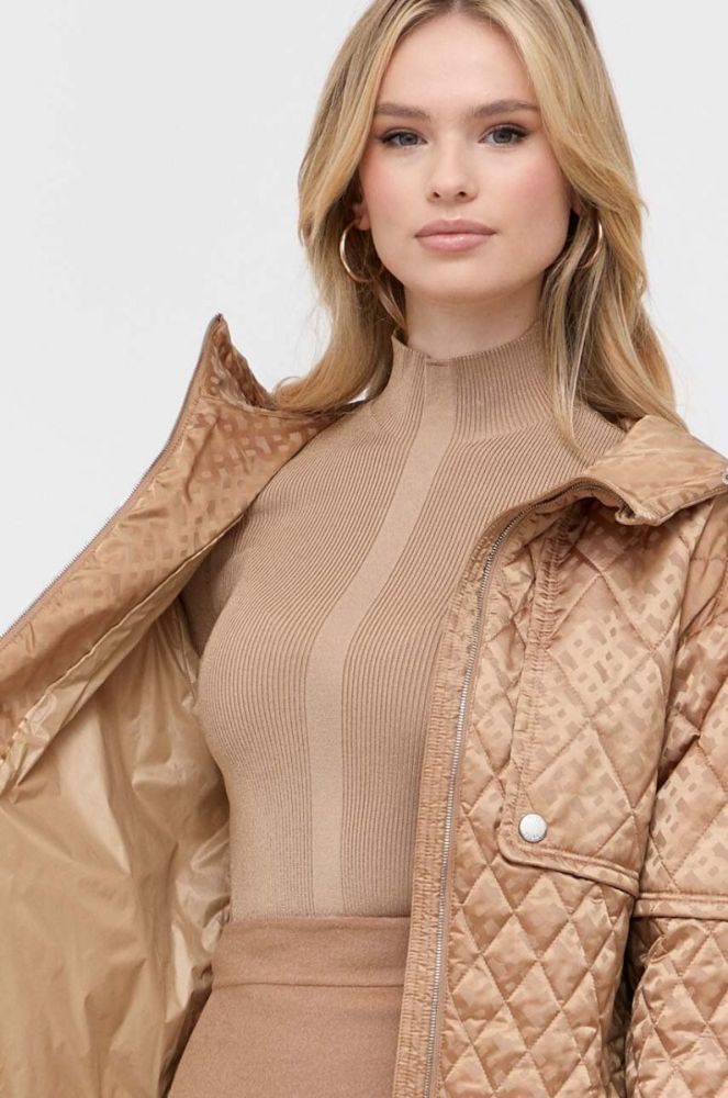 Куртка BOSS жіноча колір бежевий перехідна oversize фото 7