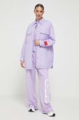Куртка HUGO жіноча колір фіолетовий перехідна oversize