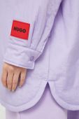Куртка HUGO жіноча колір фіолетовий перехідна oversize