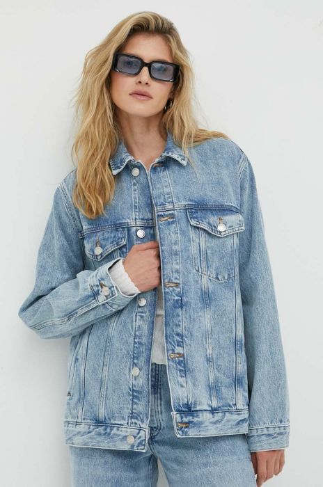 Джинсова куртка Samsoe Samsoe жіноча перехідна oversize колір блакитний