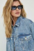 Джинсова куртка Samsoe Samsoe жіноча перехідна oversize колір блакитний