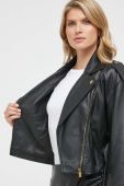 Шкіряна куртка Pinko жіноча колір чорний перехідна (3437748)