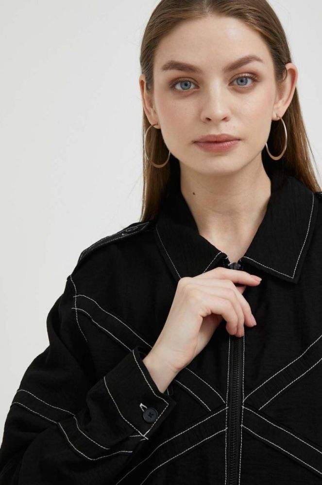 Куртка Dkny жіноча колір чорний перехідна (3299239) фото 4