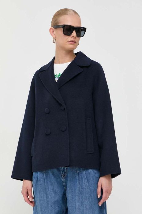 Вовняна куртка Weekend Max Mara колір синій перехідна
