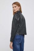 Шкіряна куртка Pepe Jeans жіноча колір чорний перехідна