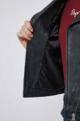 Шкіряна куртка Pepe Jeans жіноча колір чорний перехідна