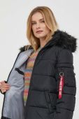 Куртка Alpha Industries Hooded Puffer Wmn жіноча колір чорний зимова