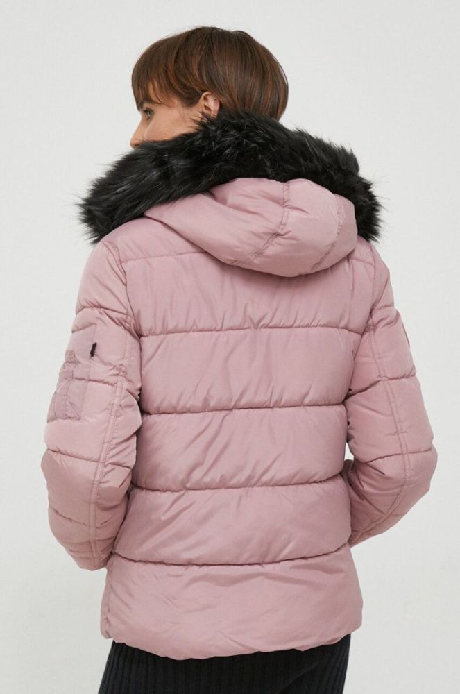 Куртка Alpha Industries Hooded Puffer Wmn жіноча колір рожевий зимова фото 3