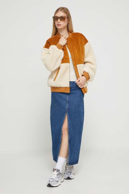 Куртка Billabong жіноча колір коричневий перехідна oversize фото 2