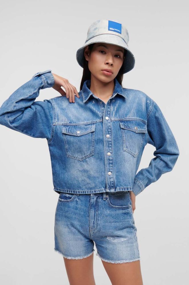 Джинсова куртка Karl Lagerfeld Jeans жіноча перехідна колір блакитний (3360156)