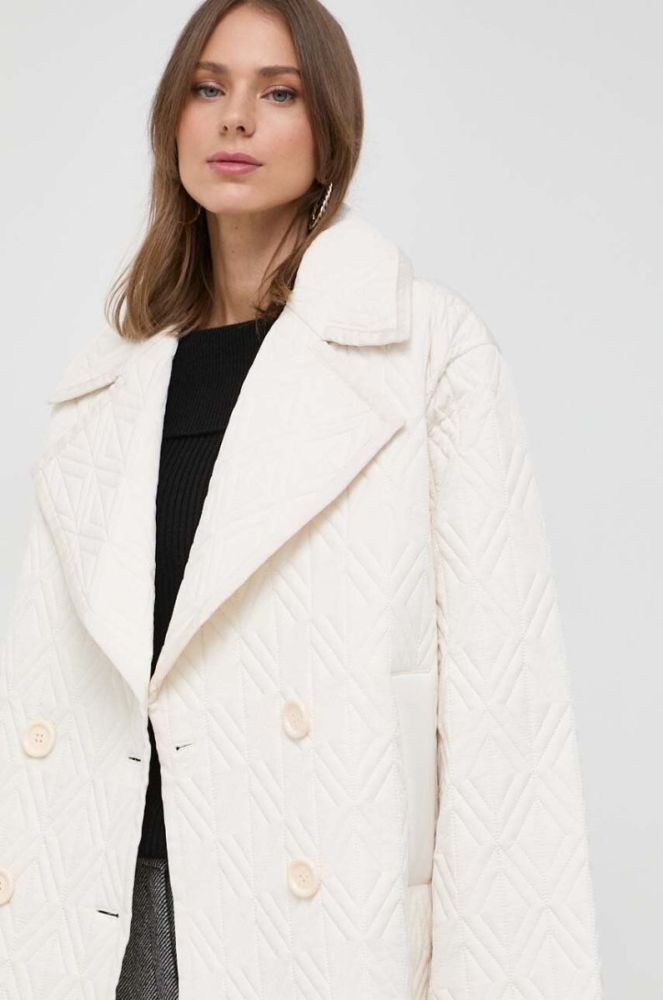 Куртка Elisabetta Franchi жіноча колір бежевий перехідна oversize (3641195) фото 5