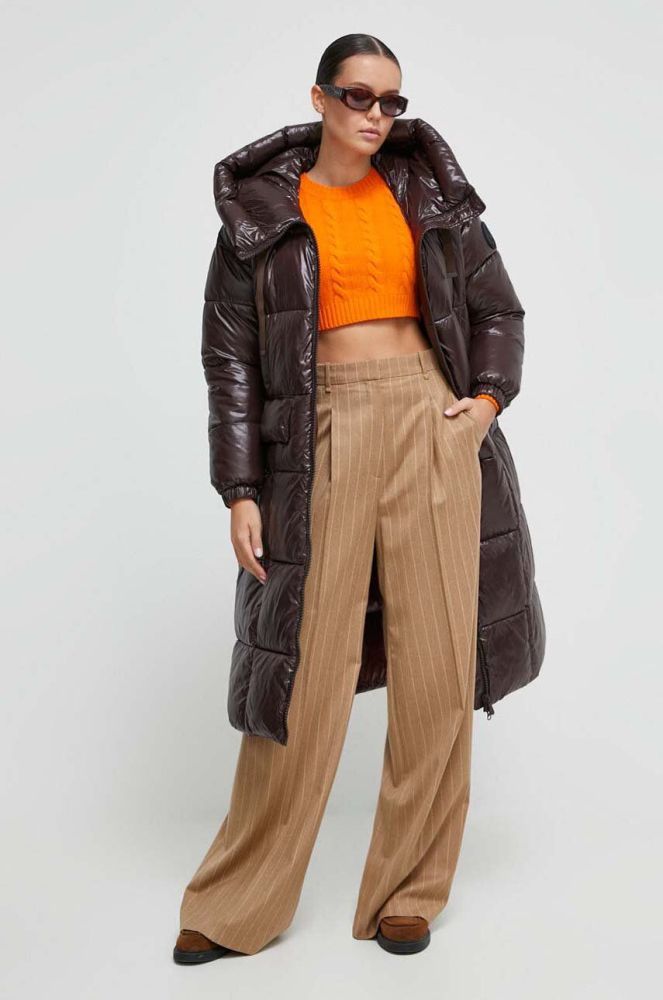 Куртка Save The Duck жіноча колір коричневий зимова oversize