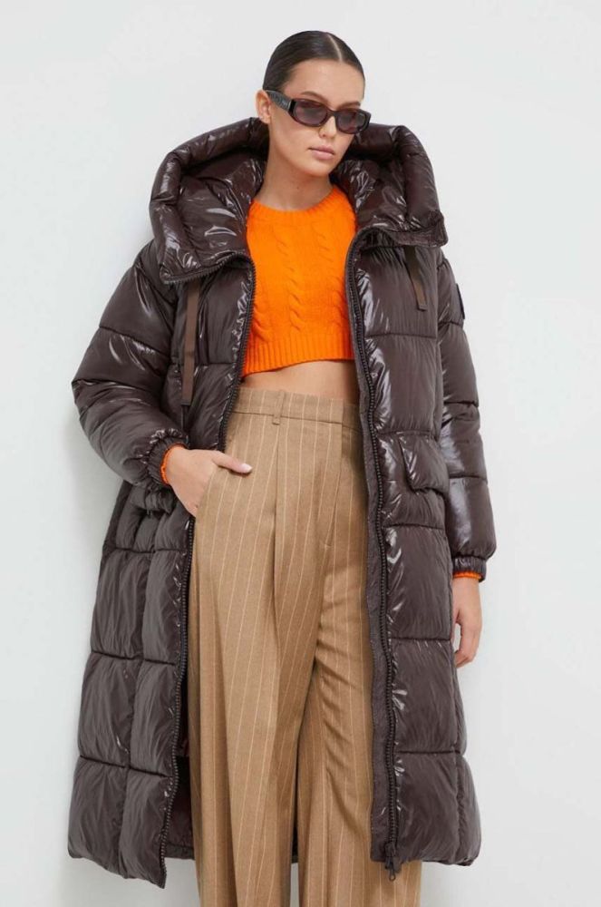 Куртка Save The Duck жіноча колір коричневий зимова oversize фото 2