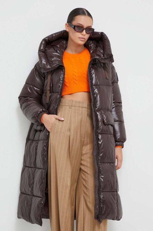 Куртка Save The Duck жіноча колір коричневий зимова oversize фото 2