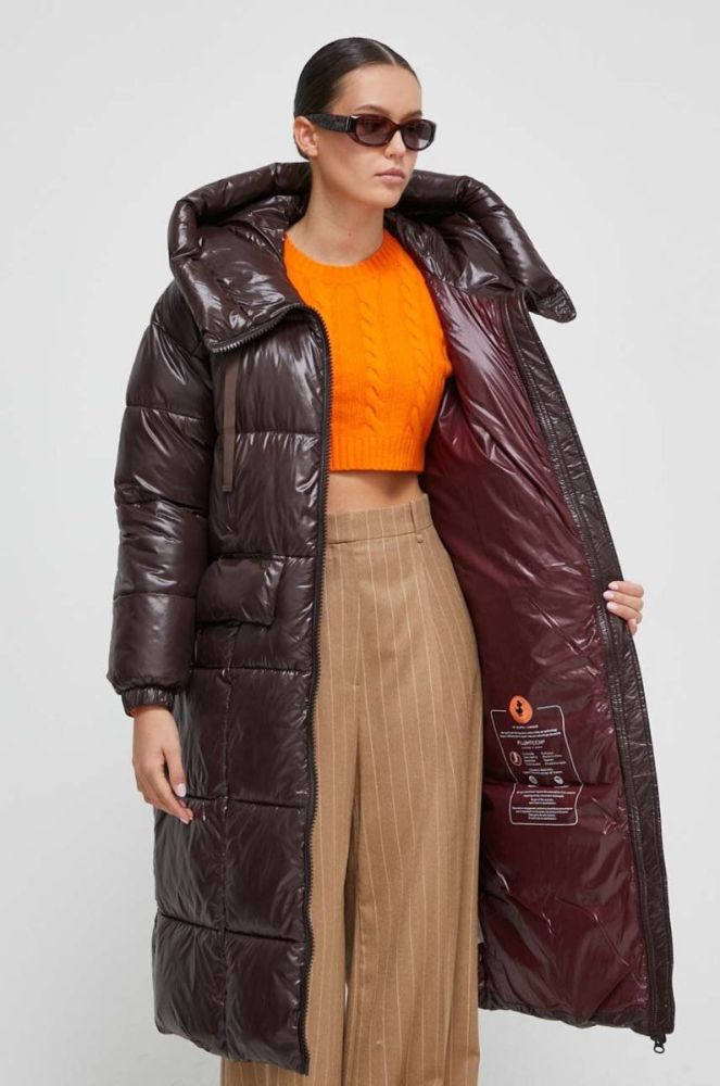 Куртка Save The Duck жіноча колір коричневий зимова oversize фото 6