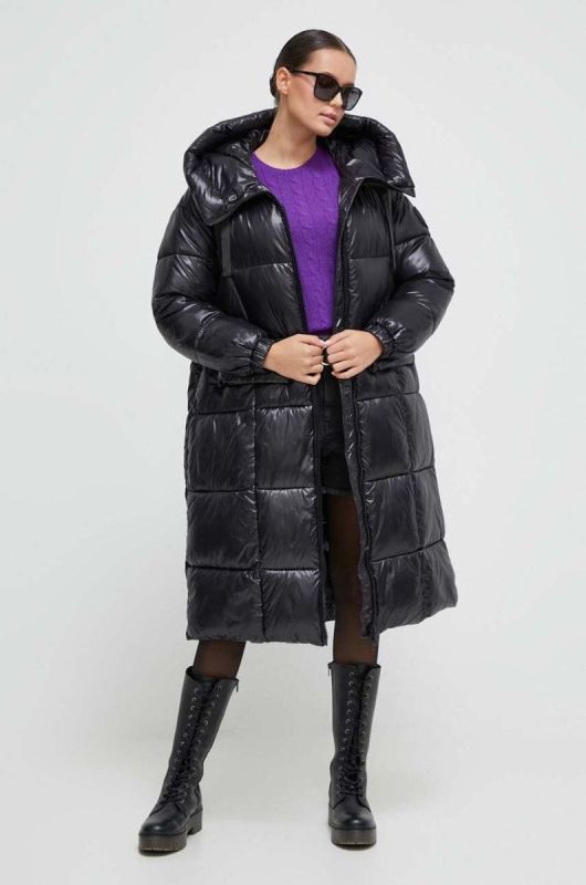 Куртка Save The Duck жіноча колір чорний зимова oversize фото 2