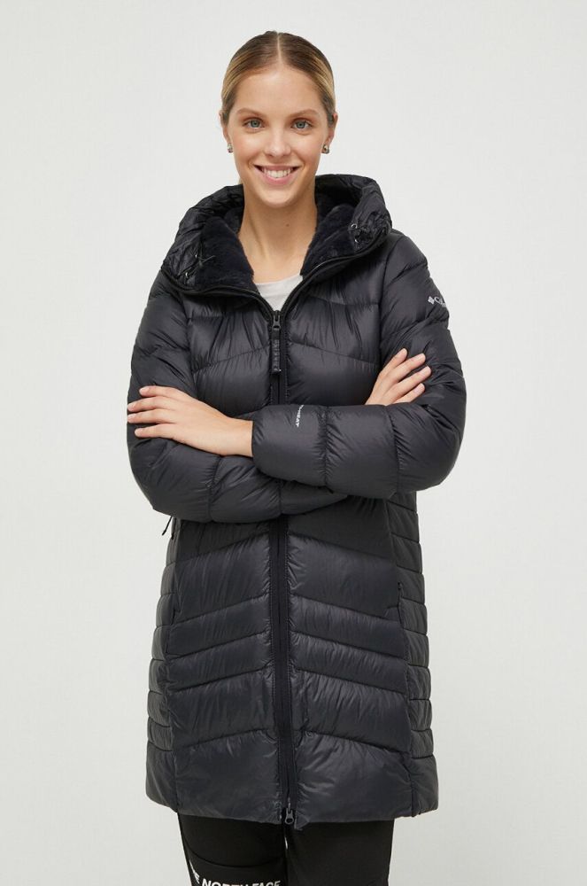 Пухова куртка Columbia жіноча колір чорний зимова (3638466)