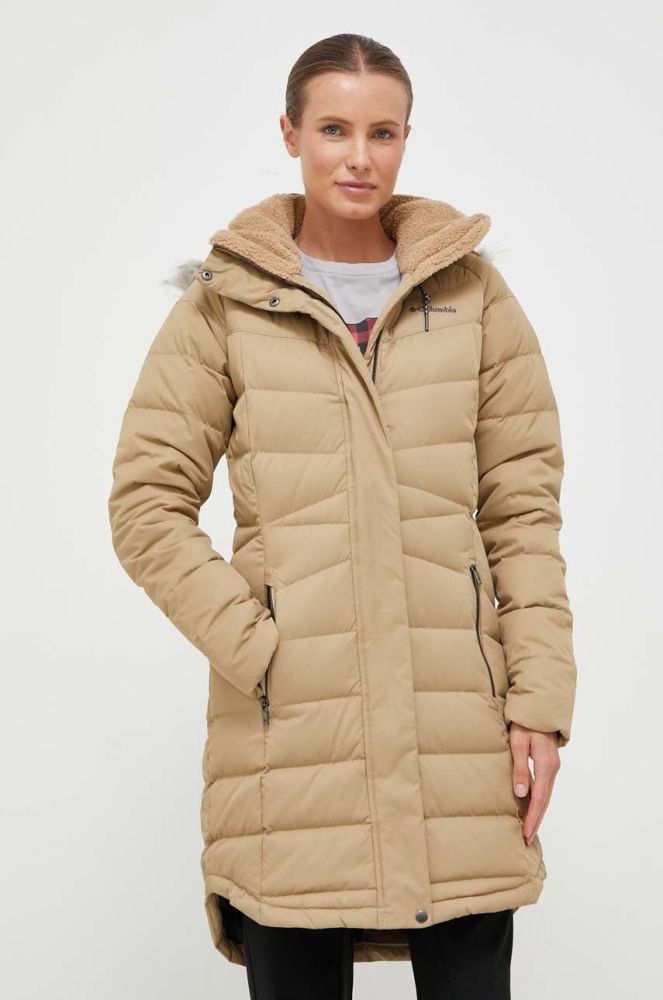 Пухова куртка Columbia жіноча колір бежевий зимова (3507183)