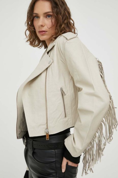 Шкіряна куртка 2NDDAY жіноча колір бежевий перехідна (3335254)