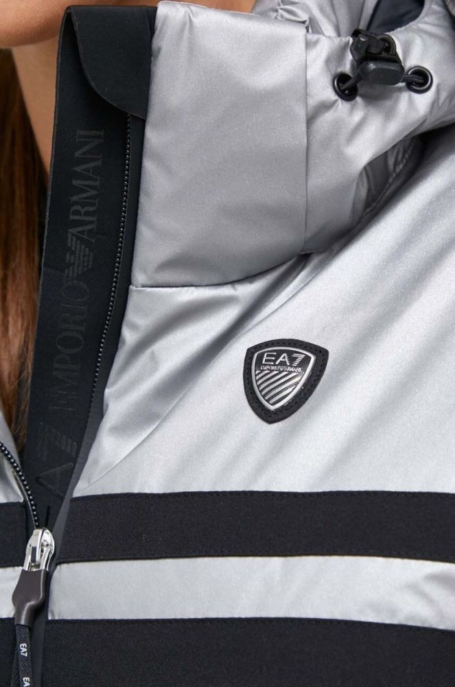 Куртка EA7 Emporio Armani жіноча колір срібний зимова фото 5