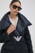 Двостороння пухова куртка Emporio Armani жіноча колір синій зимова