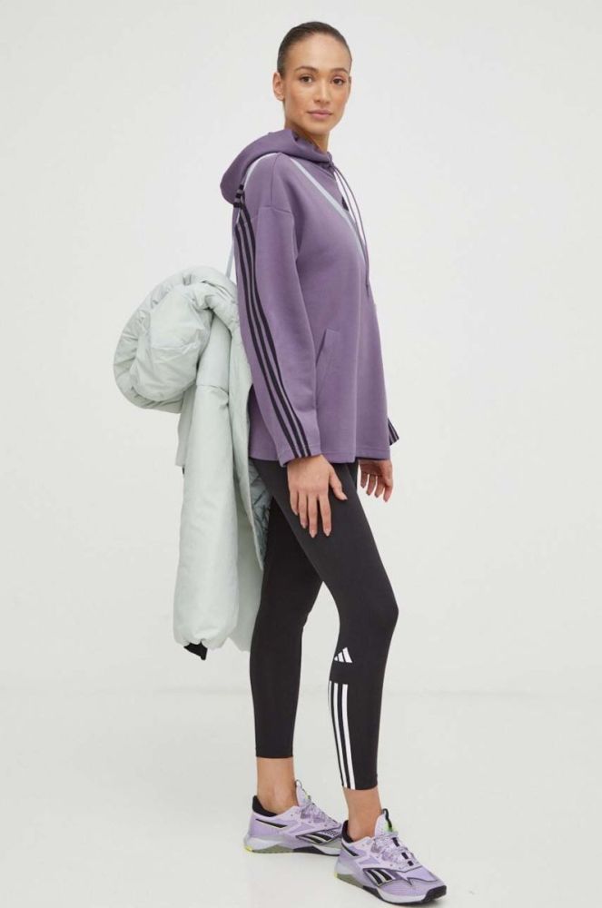 Пухова куртка adidas жіноча колір зелений зимова oversize фото 8