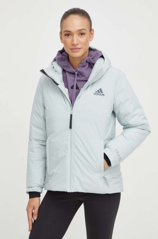Пухова куртка adidas жіноча колір зелений зимова