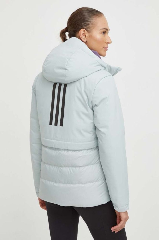 Пухова куртка adidas жіноча колір зелений зимова фото 3