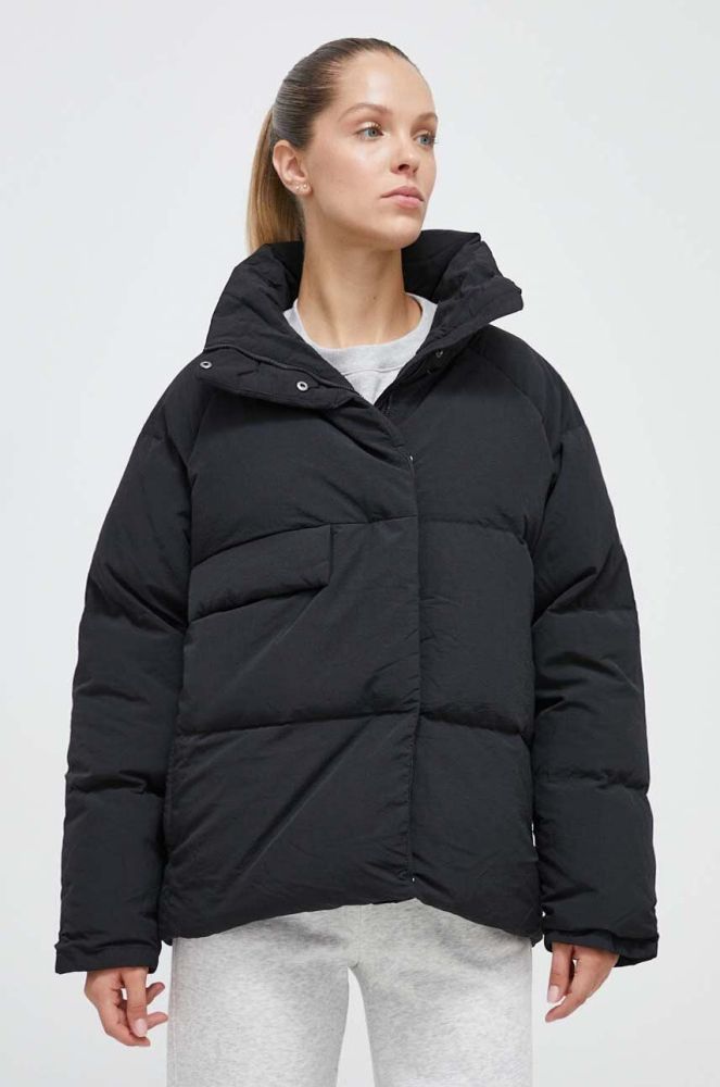 Пухова куртка adidas жіноча колір чорний зимова oversize (3629599)