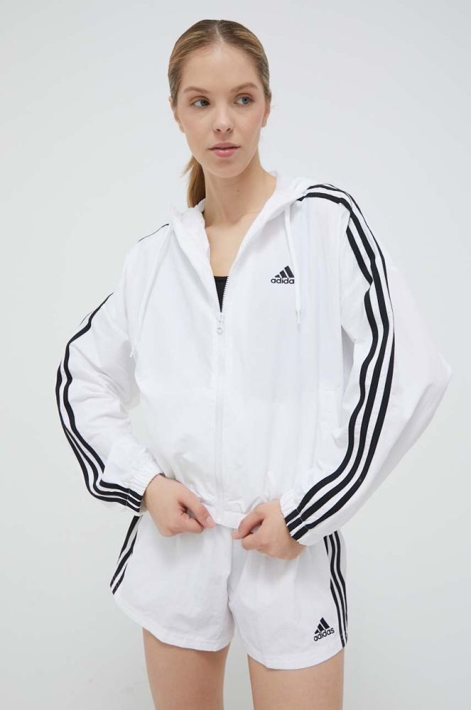 Куртка adidas жіноча колір білий перехідна oversize (3305960)