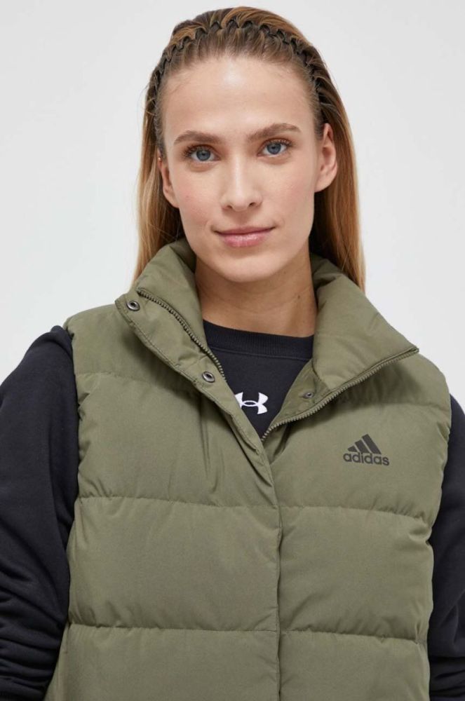 Пухова безрукавка adidas жіночий колір зелений зимовий фото 5