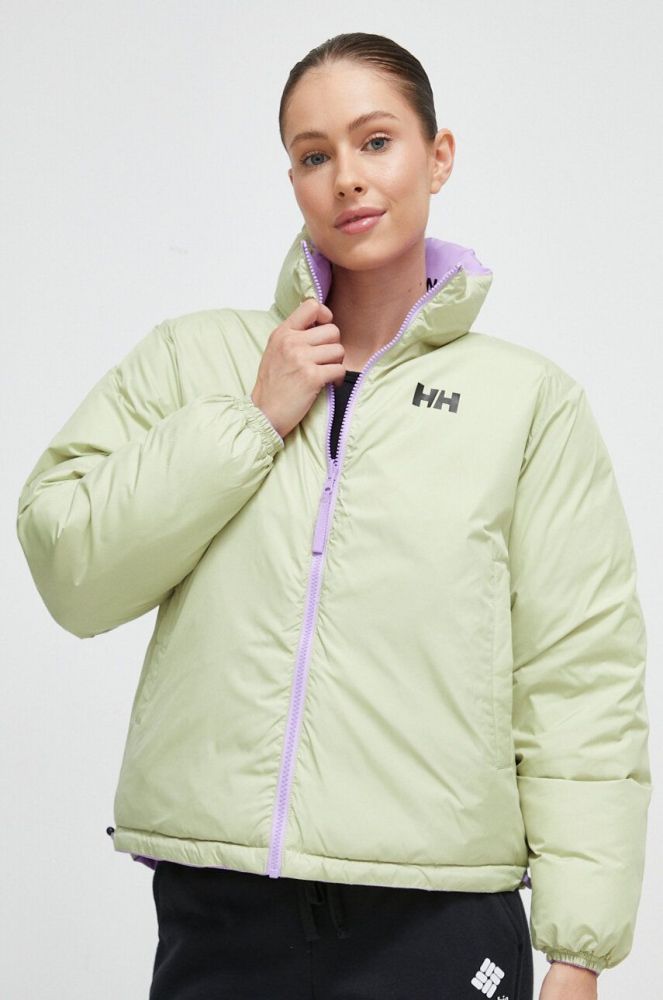 Двостороння куртка Helly Hansen жіноча колір фіолетовий зимова oversize (3571324)