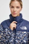 Пухова куртка The North Face жіноча колір синій зимова oversize