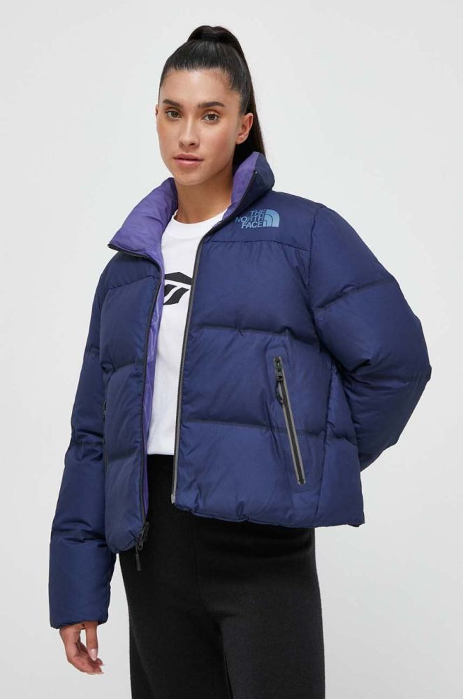 Пухова куртка The North Face жіноча колір синій зимова (3629643)
