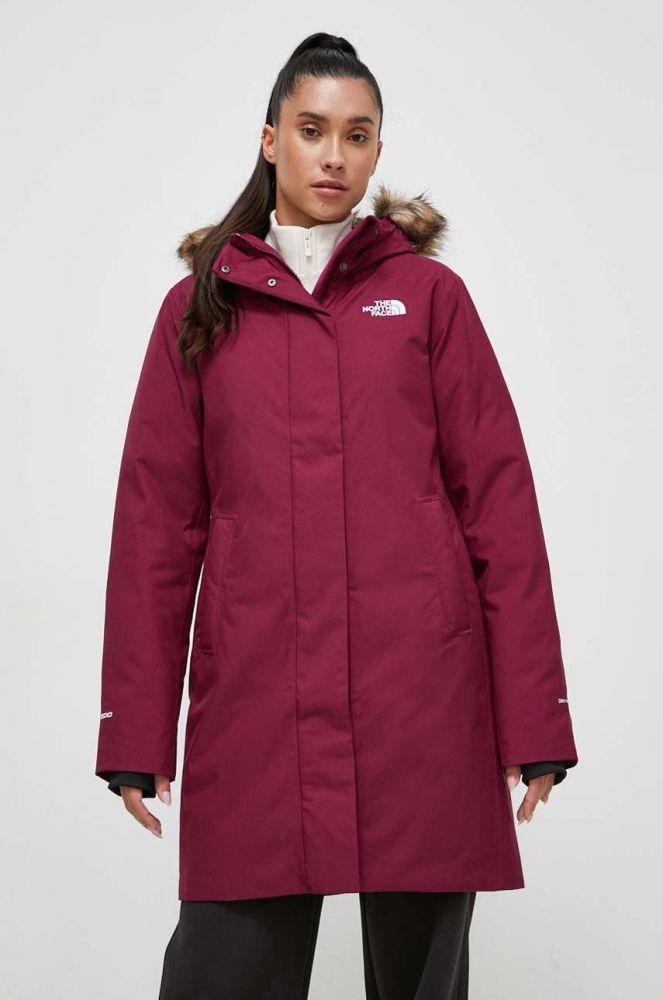 Пухова куртка The North Face жіноча колір бордовий зимова (3629651)