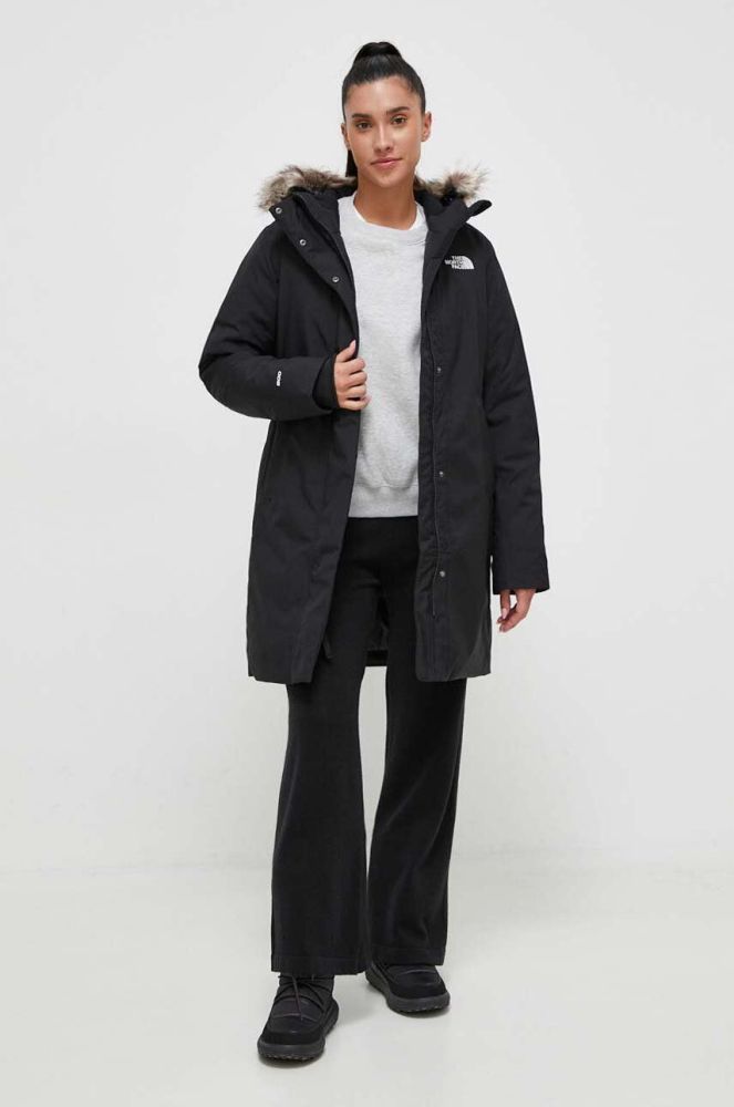 Пухова куртка The North Face жіноча колір чорний зимова (3629655)